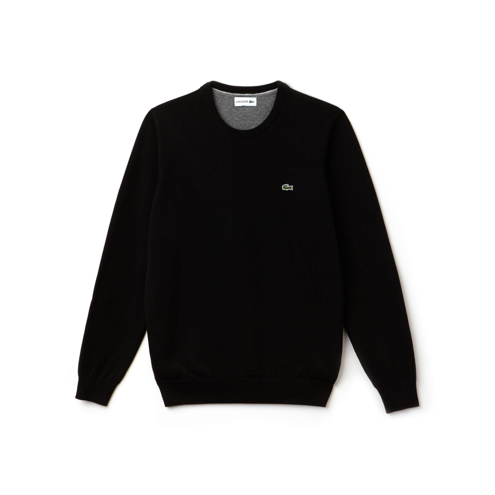 Lacoste Men's Crew Neck Caviar Piqué Accent Cotton Jersey Sweater