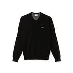 Lacoste Men's V-Neck Caviar Piqué Accent Cotton Jersey Sweater