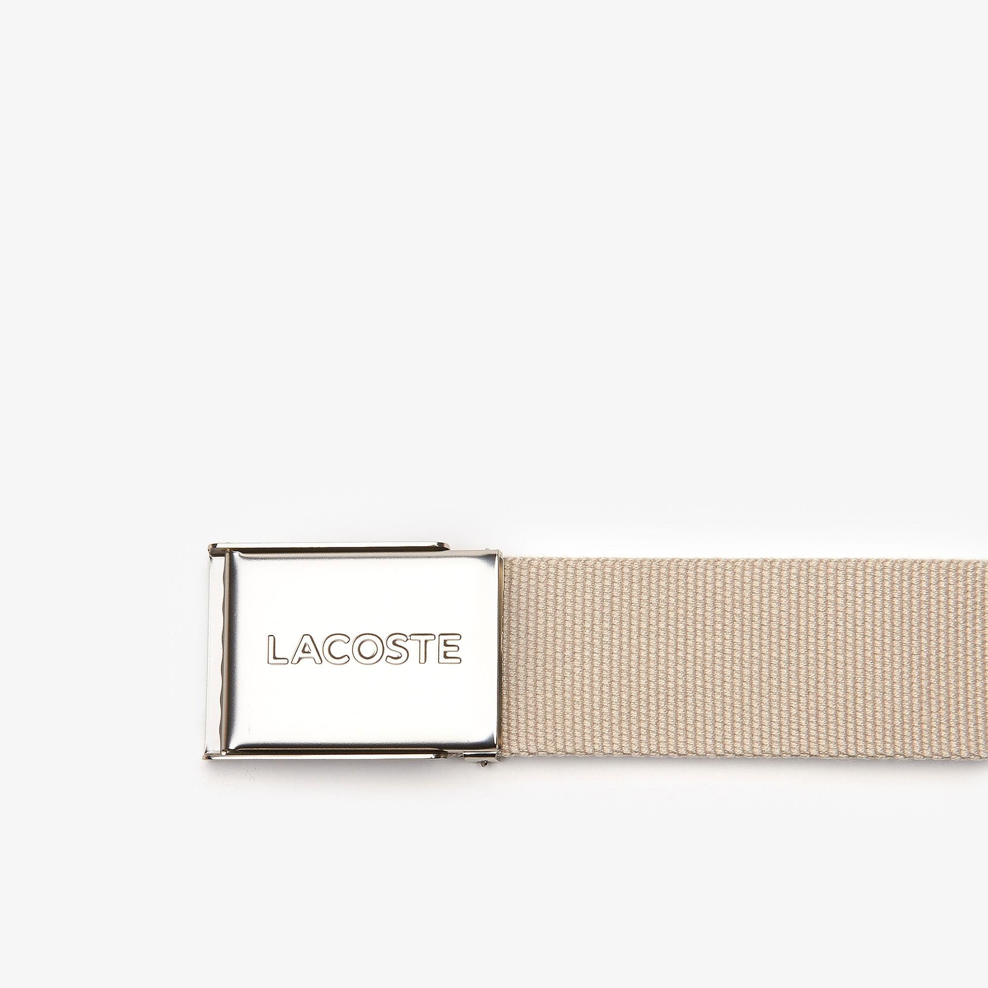 Lacoste Made in France Pánský tkaný opasek s rytou přezkou