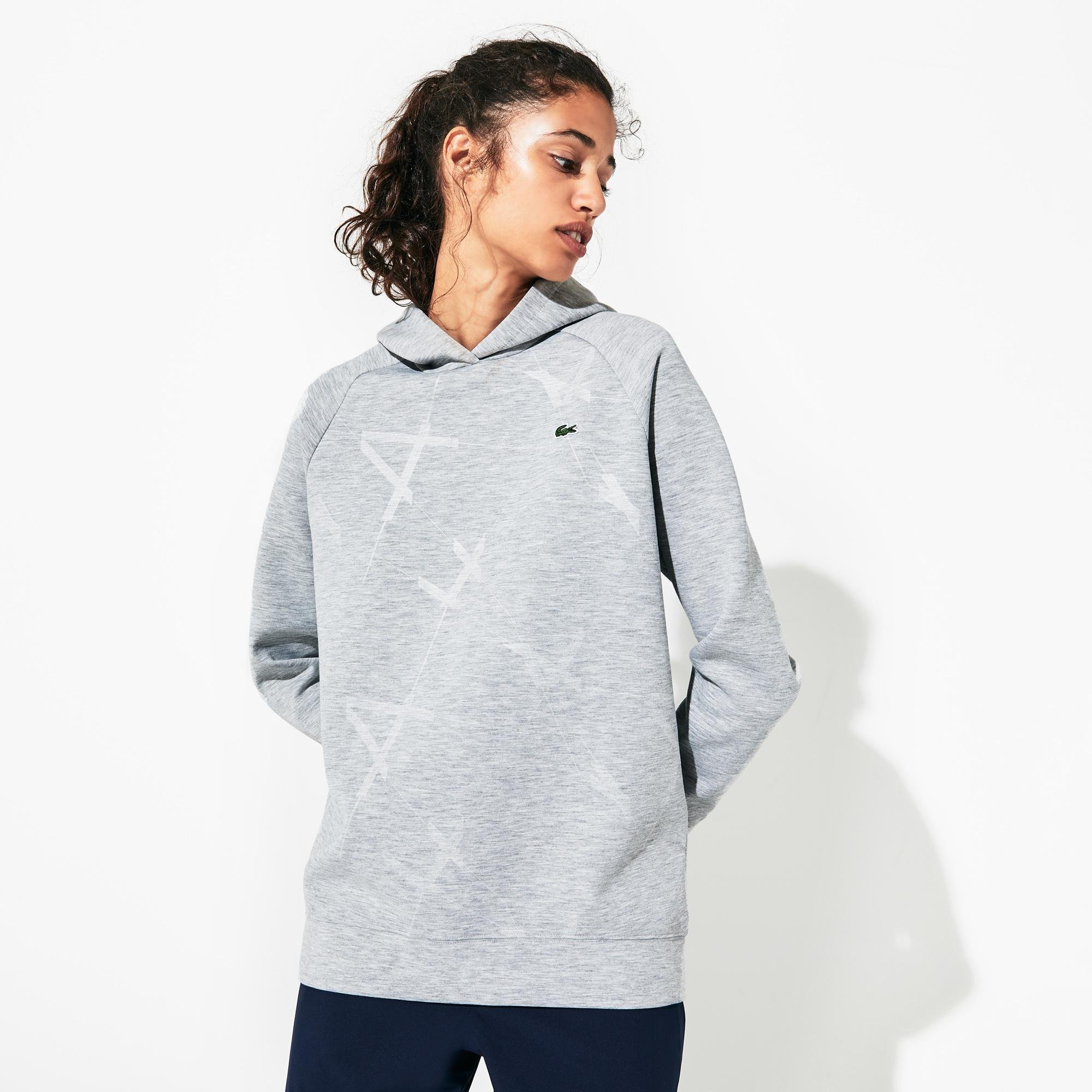 Lacoste Sport Women's Hooded Print Fleece Tennis Sweatshirt