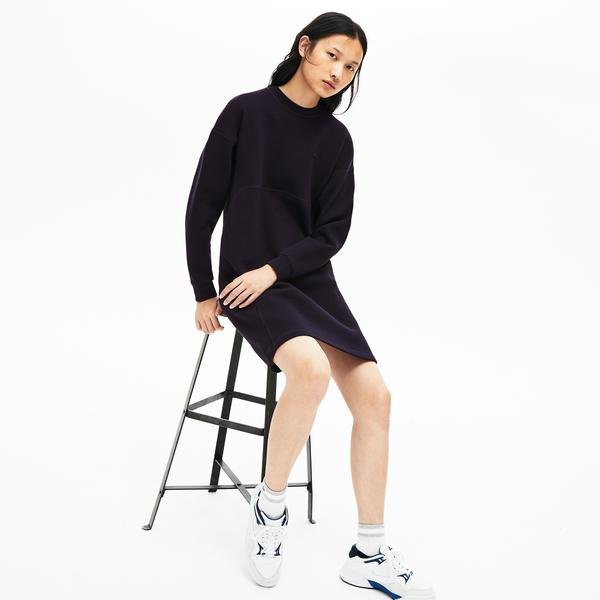 Lacoste Women's Motion Ribbed Panels Two-Ply Sweatshirt Dress