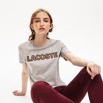 Lacoste Women's Crew Neck Check Lacoste Badge Lightweight Cotton T-Shirt