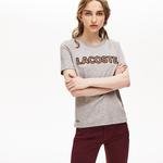 Lacoste Women's Crew Neck Check Lacoste Badge Lightweight Cotton T-Shirt