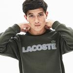 Lacoste Men's Crew Neck Check Lacoste Badge Fleece Sweatshirt