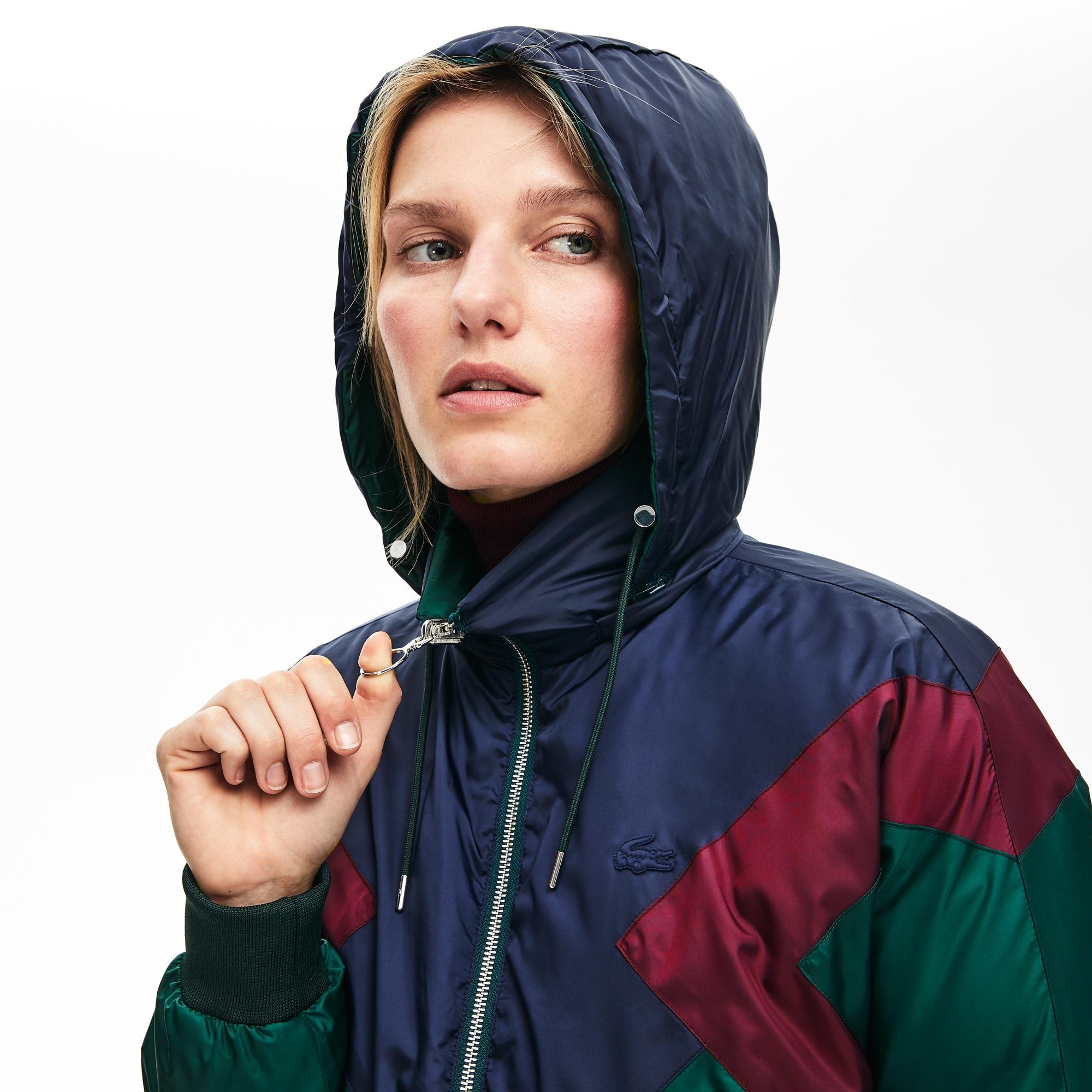 Lacoste Women's Optional Colourblock Reversible Water-Resistant Long Quilted Jacket