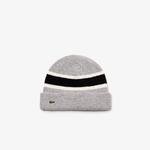 Lacoste Men's Contrast Striped Ribbed Wool Beanie