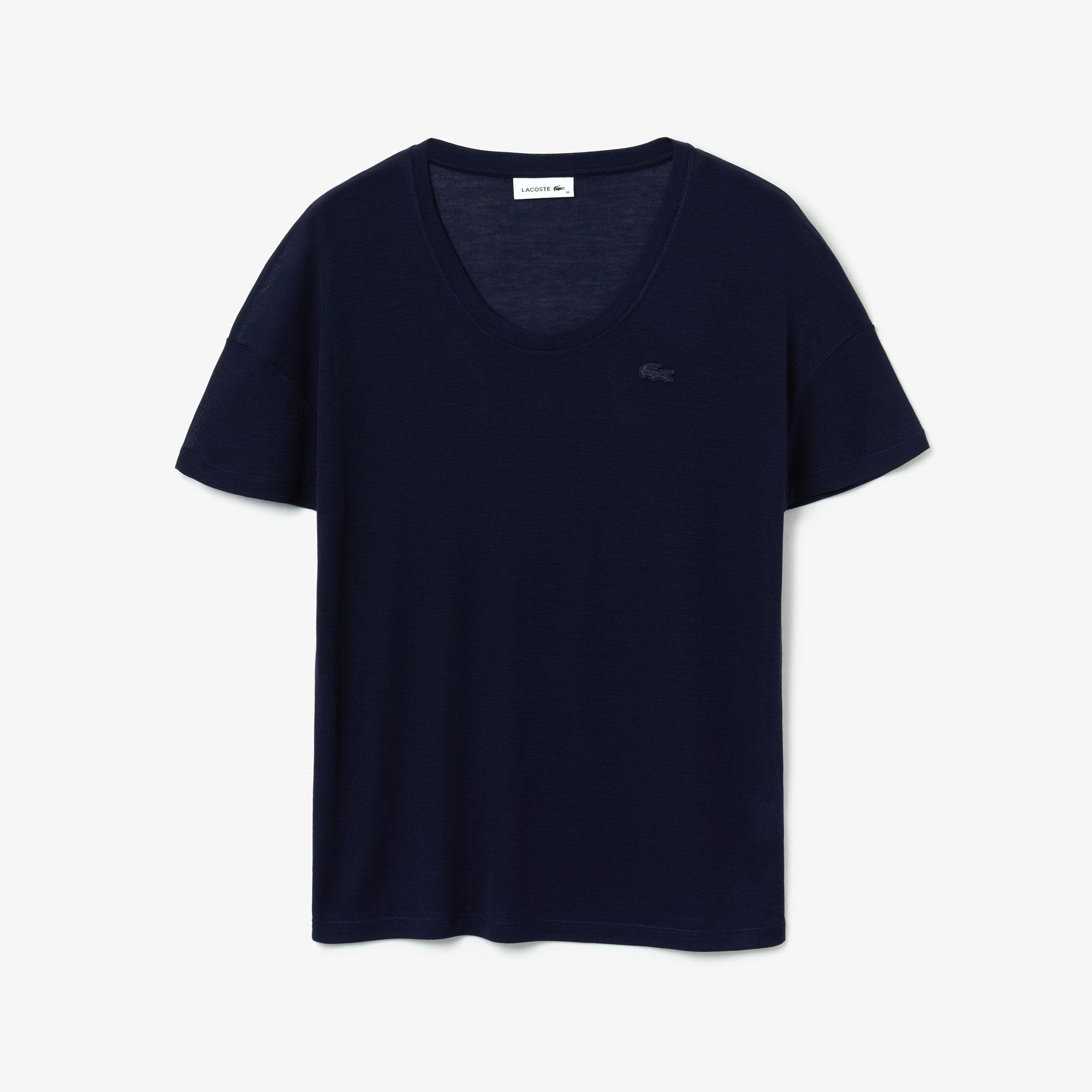 Lacoste Women's Motion Lightweight Ribbed Lyocell T-Shirt
