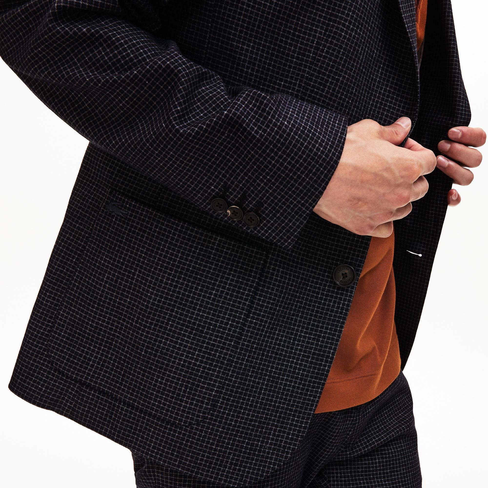 Lacoste Men's Straight Cut Check Stretch Flannel Blazer