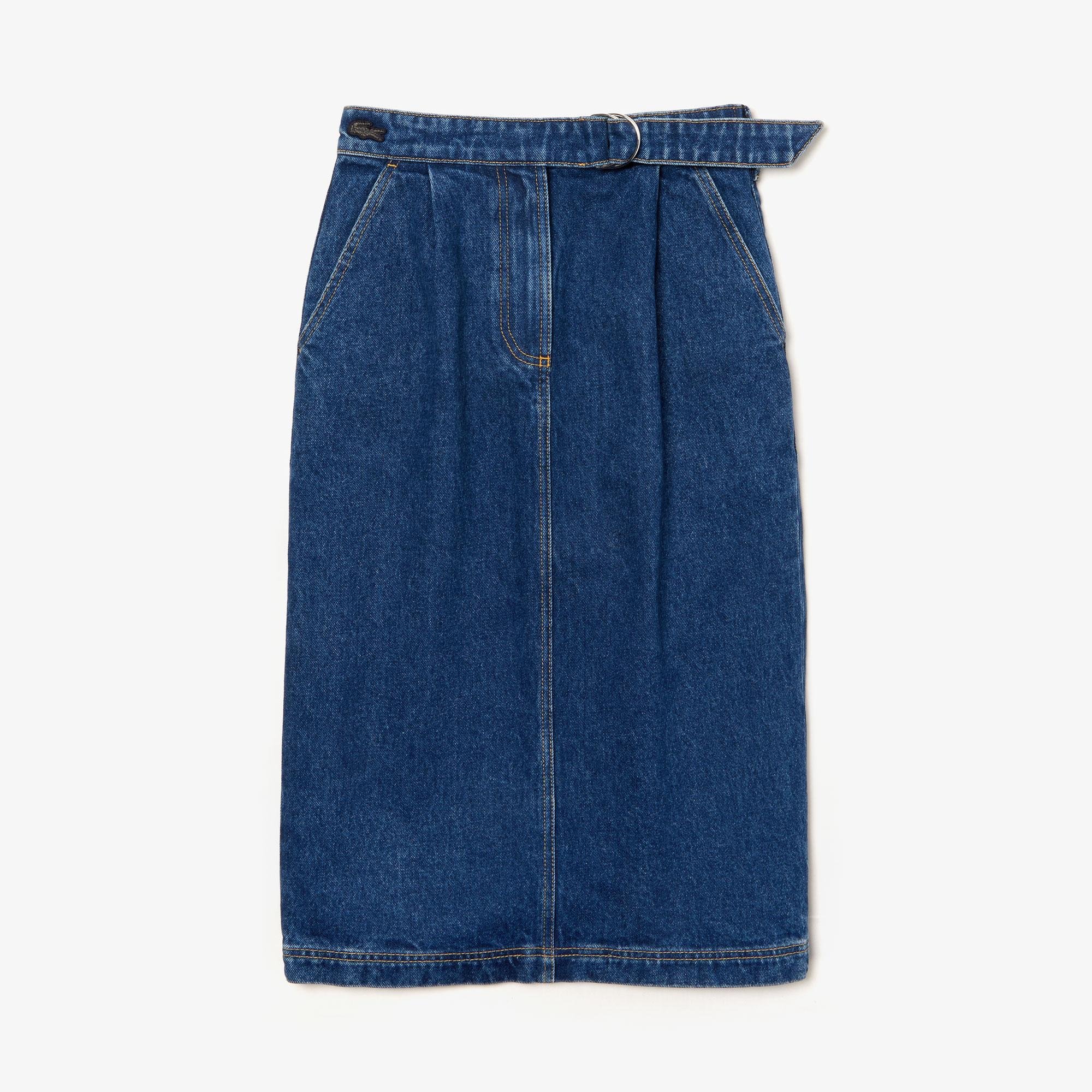 Lacoste Women's Straight Mid-Length Denim Skirt