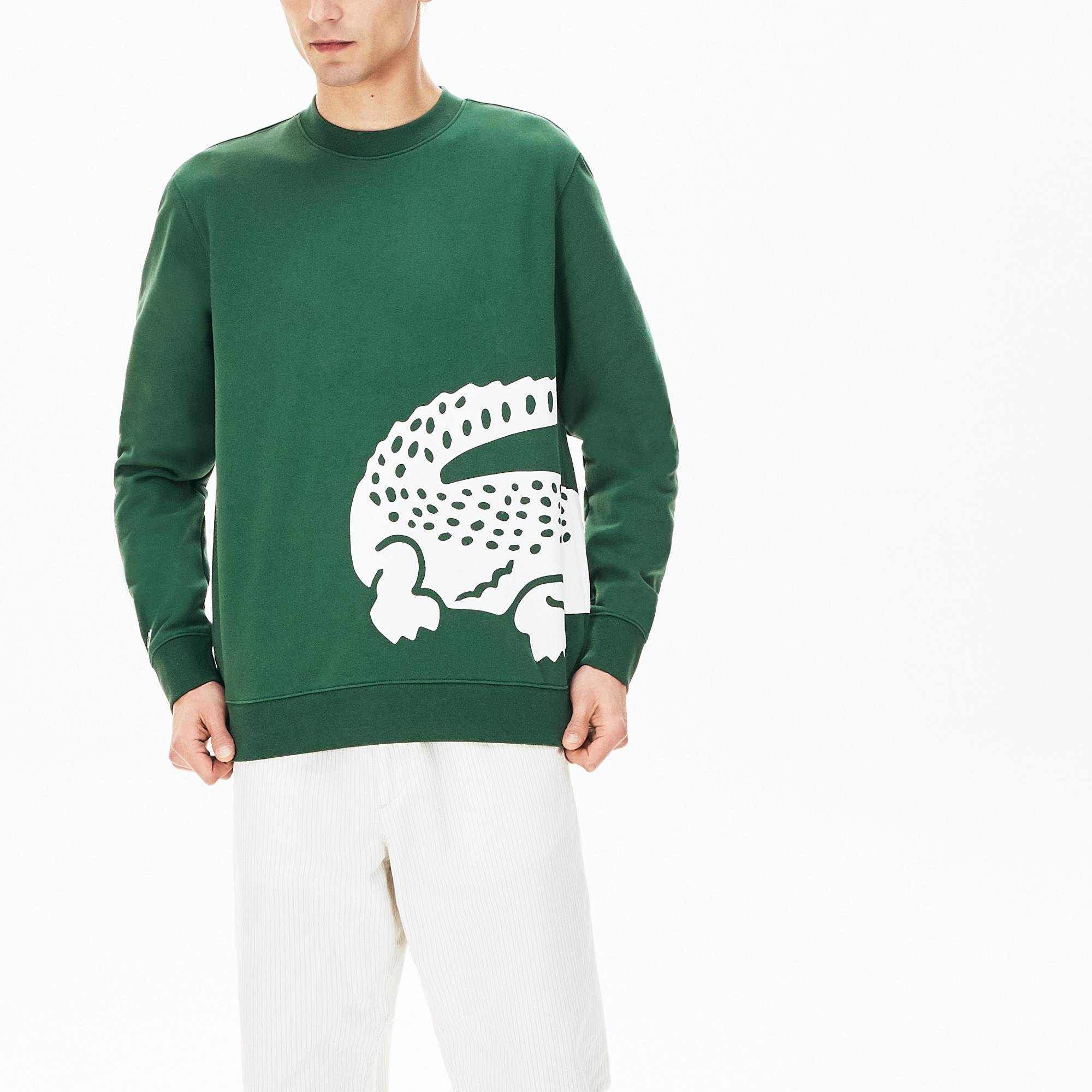 Lacoste Men's loose sweatshirt with pattern Crocodile with round neckline