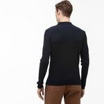 Lacoste Men's Polo Shirt Collar Wool And Cashmere Blend Knit Effect Sweater