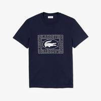 Lacoste Męski T-Shirt Z Nadrukiem Krokodyla Z Okrągłym Dekoltem166