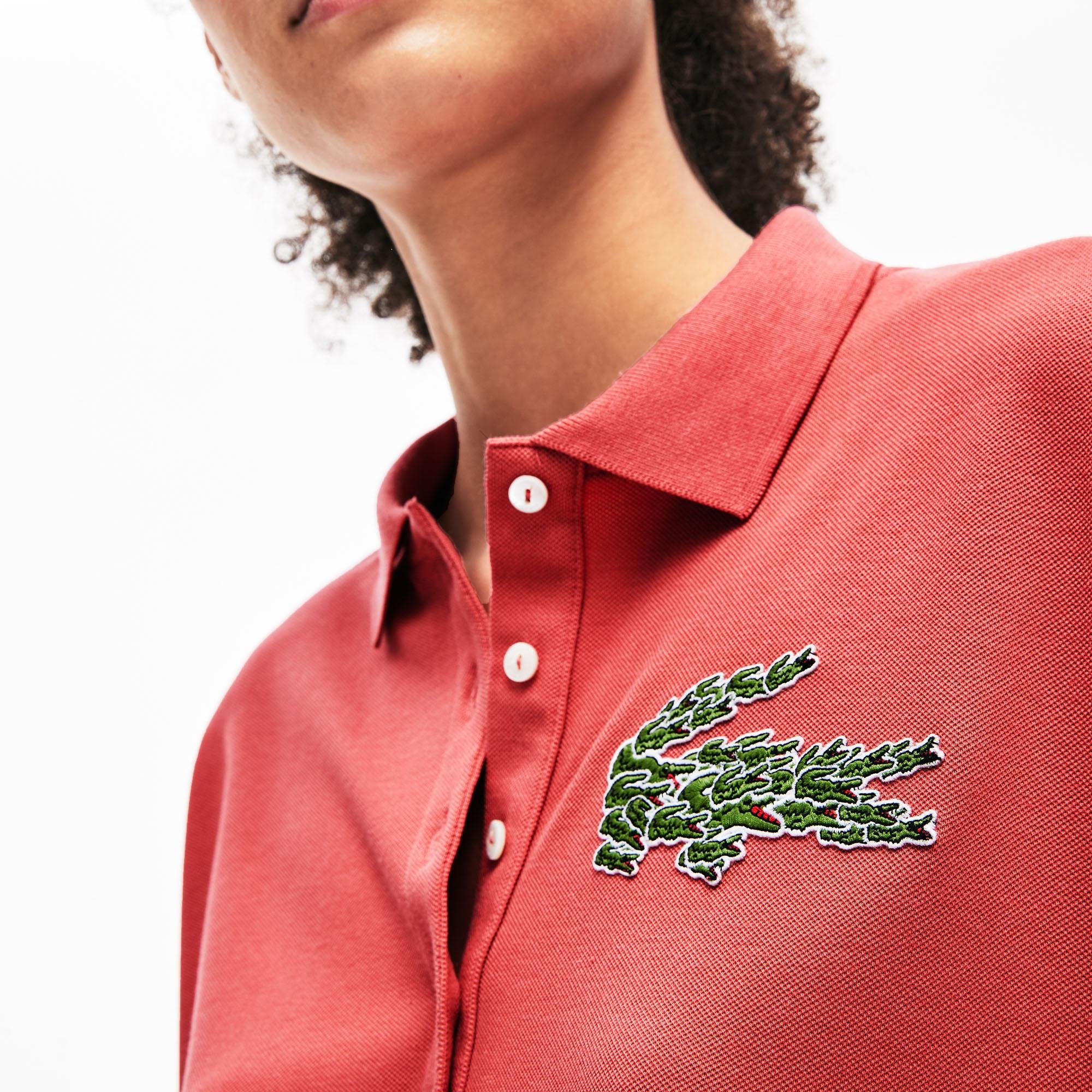 Lacoste Women's Relaxed Fit Multi Croc Badge Flowing Piqué Polo Shirt