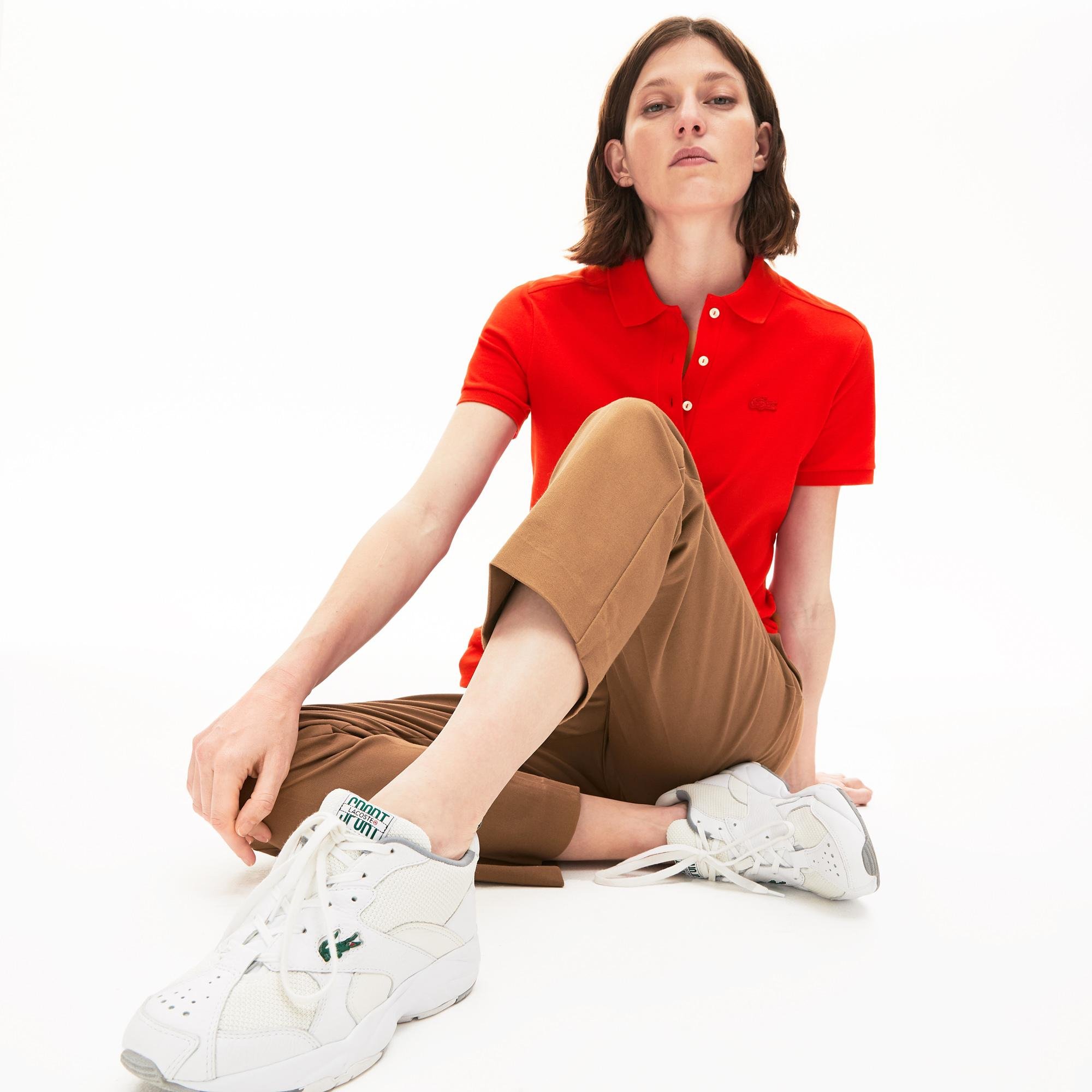 Lacoste Női karcsú szabású sztreccs pamut piké póló