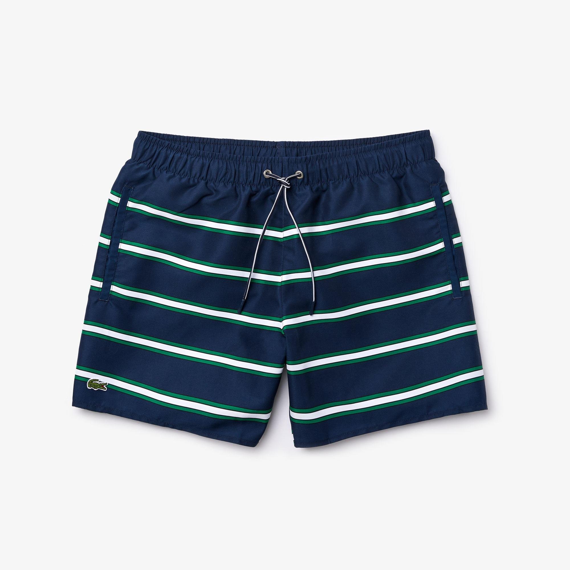 Lacoste Men's Striped Light Quick-Dry Swim Shorts
