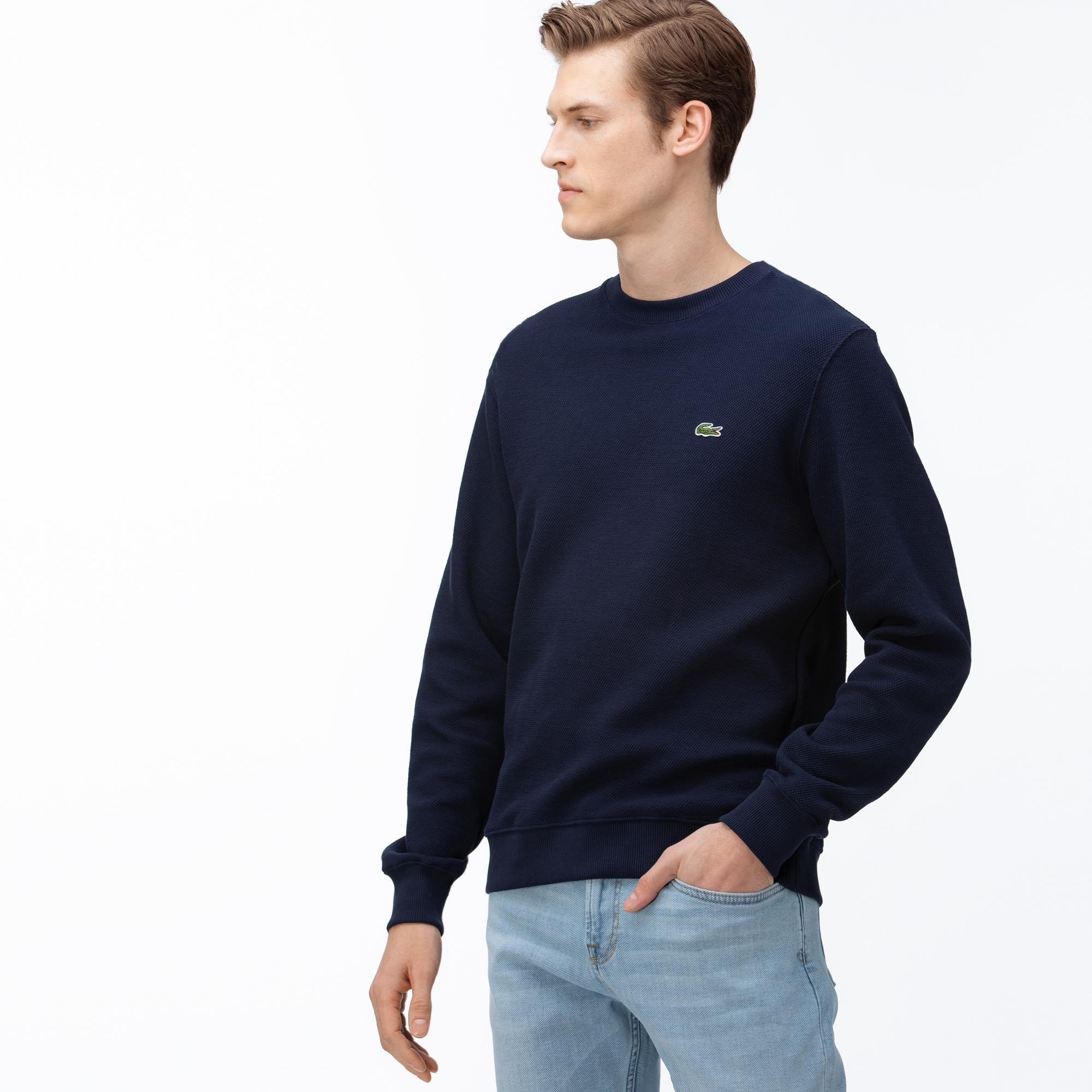Lacoste Men's Cotton Piqué Fleece Crew Neck Sweatshirt