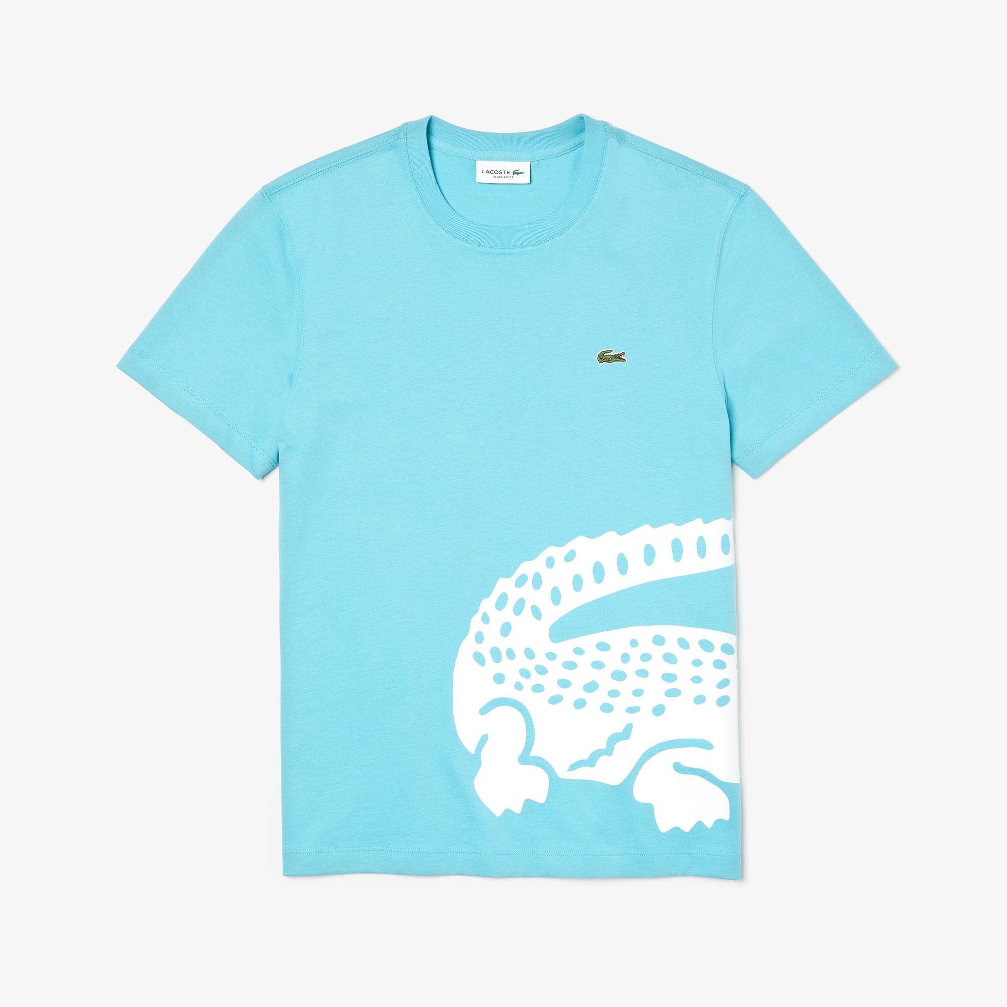 Lacoste Męski Luźny T-Shirt Z Nadrukiem Krokodyla Z Okrągłym Dekoltem