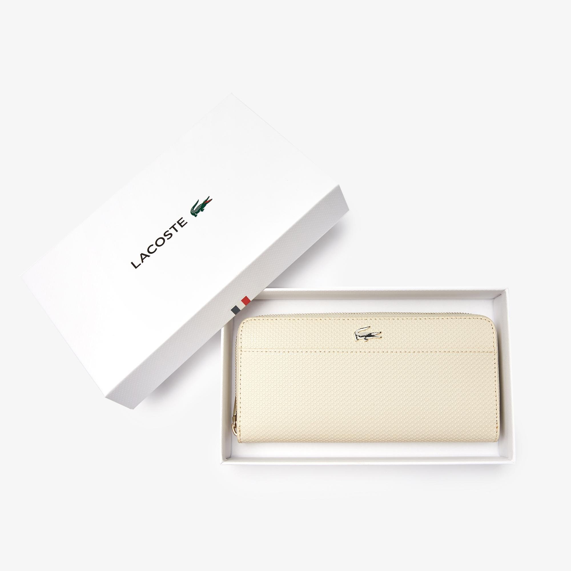 Lacoste Women's Chantaco Piqué Leather 12 Card Zip Wallet