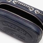 Lacoste Women's Croco Crew Grained Leather Zip Shoulder Bag
