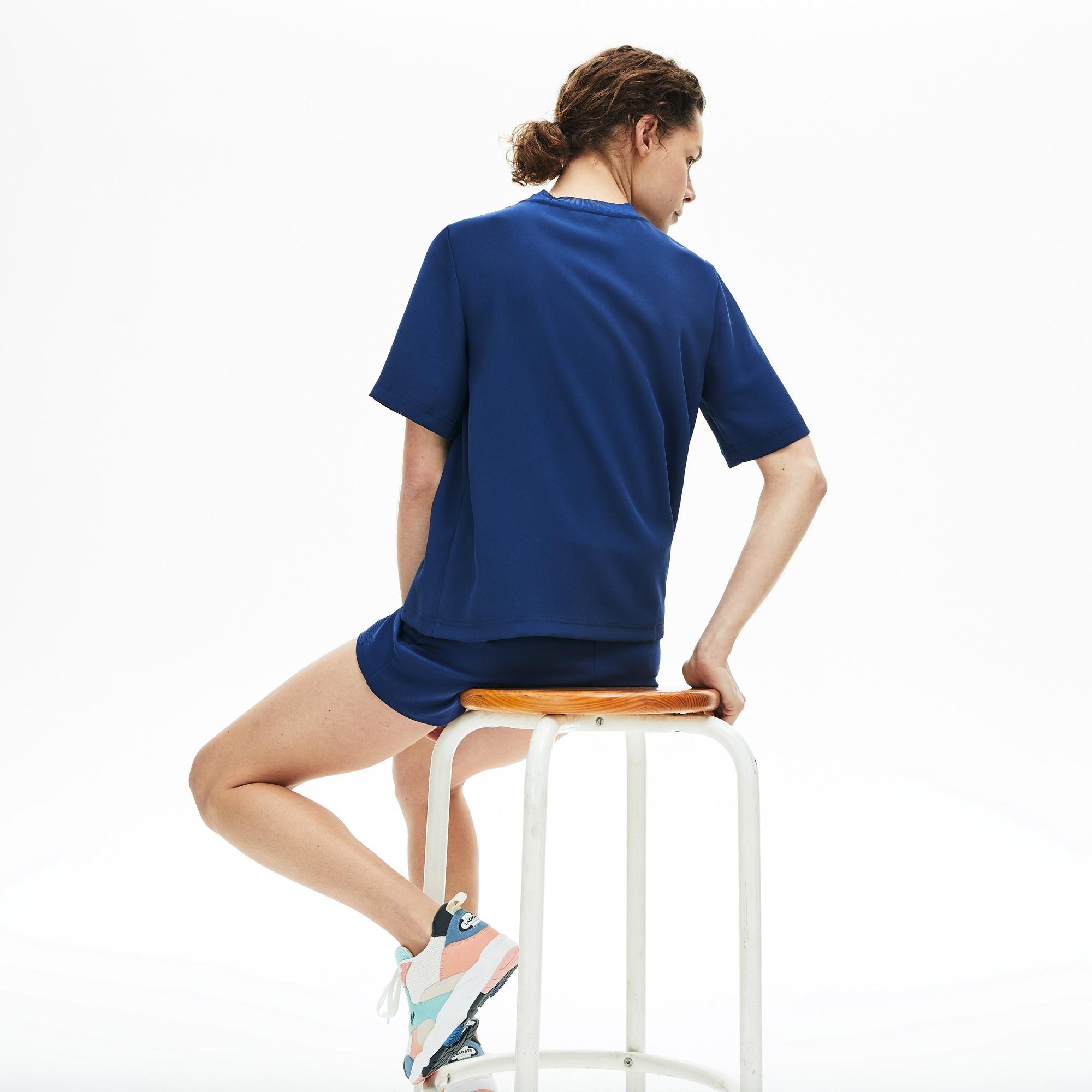 Lacoste Motion Kadın Bisiklet Yaka Kısa Kollu Saks Mavi Bluz