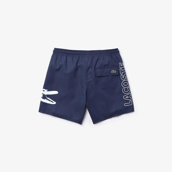 Lacoste Men's loose swimming shorts with pattern Crocodile from light, quick dryinggo material