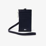 Lacoste Men's Fitzgerald Leather Neck Strap Zippered Card Holder