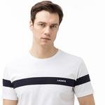 Lacoste Męski bawełniany T-shirt z okrągłym dekoltem w bloki kolorystyczne i paski