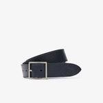 Lacoste Men's Engraved Buckle Reversible Grained Leather Belt
