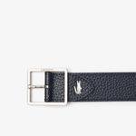 Lacoste Men's Engraved Buckle Reversible Grained Leather Belt