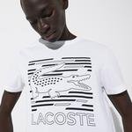 Lacoste Męski Sportowy T-Shirt Z Nadrukiem Krokodyla Z Oddychającego Materiału