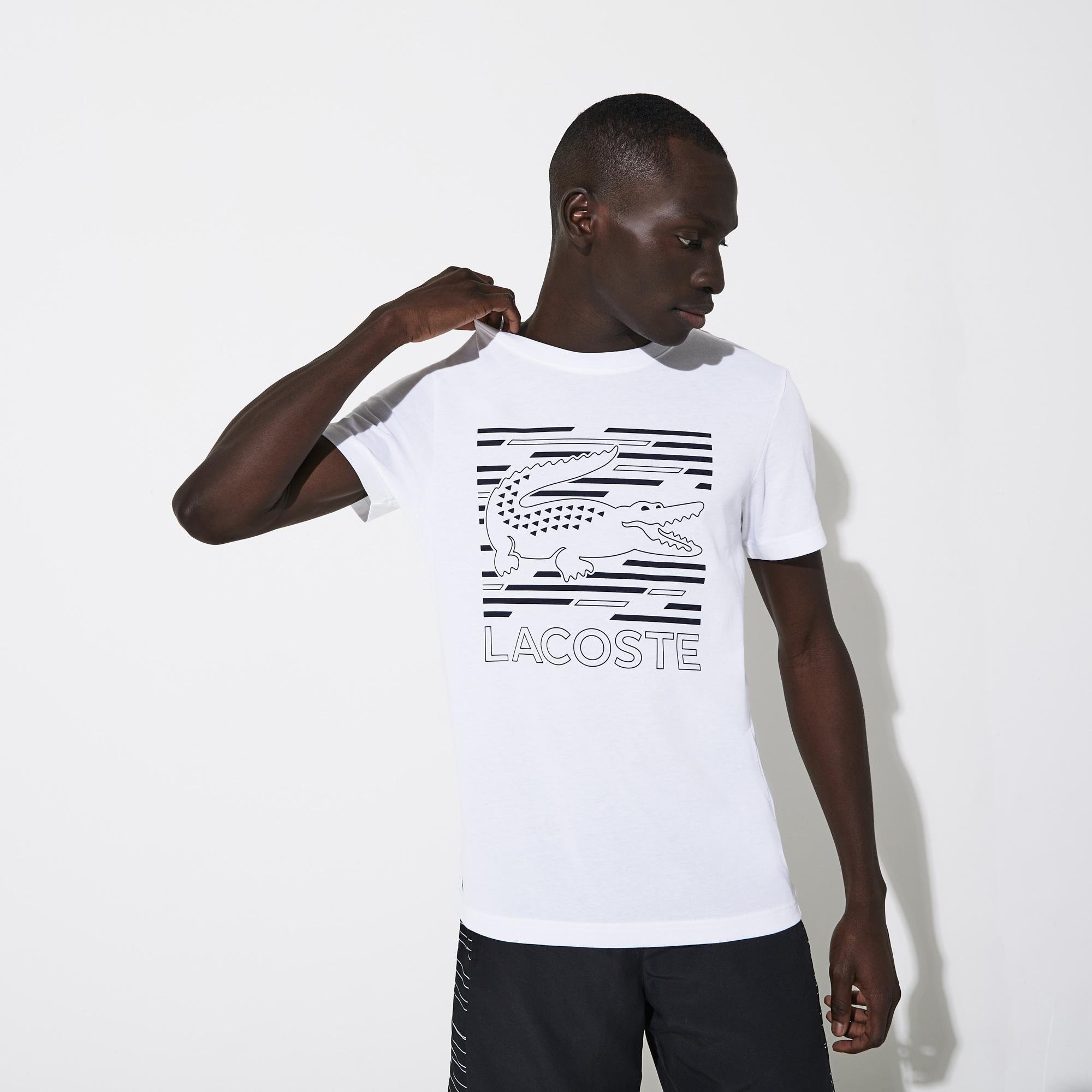 Lacoste Men's Sport Crocodile Printed Breathable T-Shirt