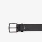 Lacoste Men's Engraved Buckle And Crocodile Smooth Leather Belt