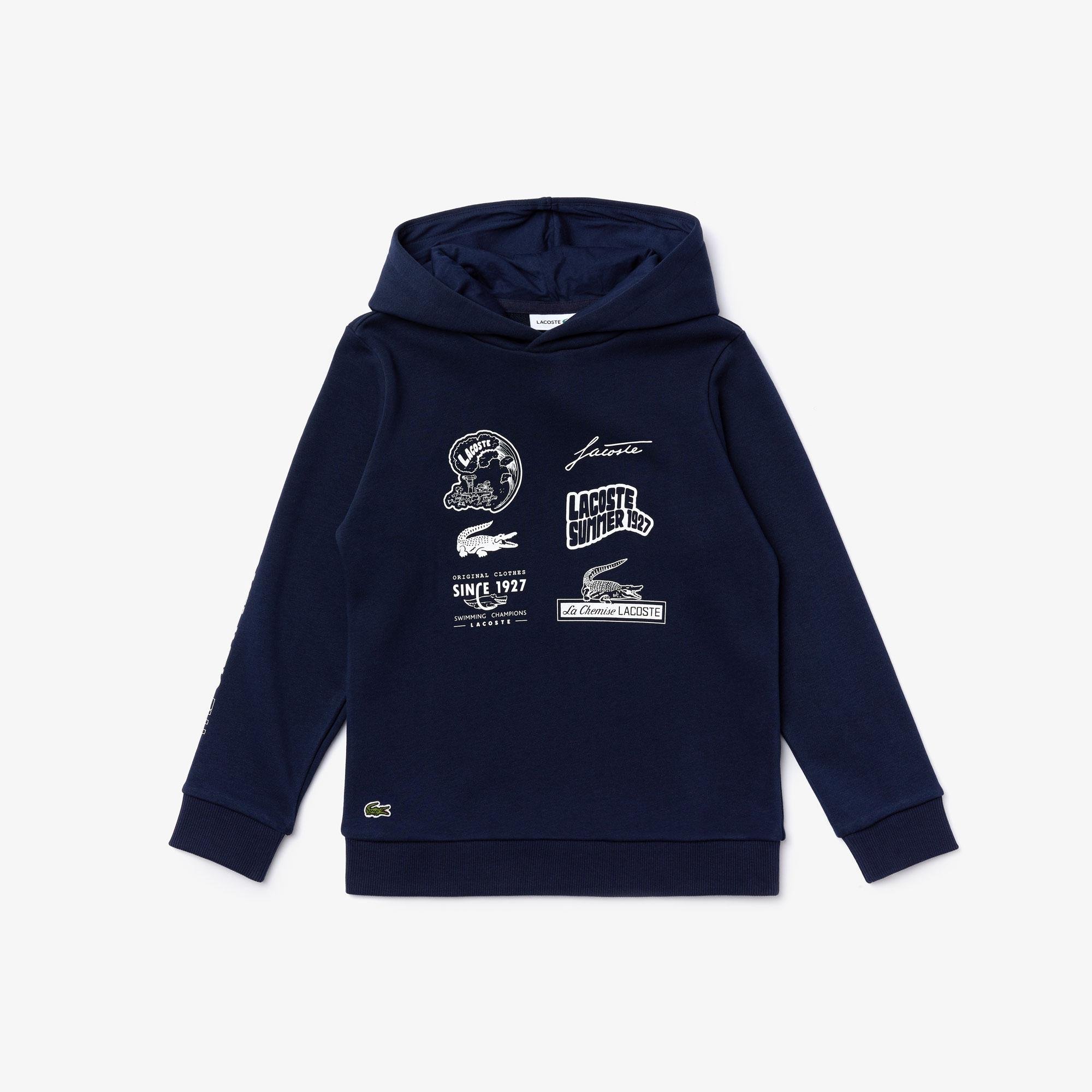 Lacoste Boy’s Heritage Print Hooded Fleece Sweatshirt