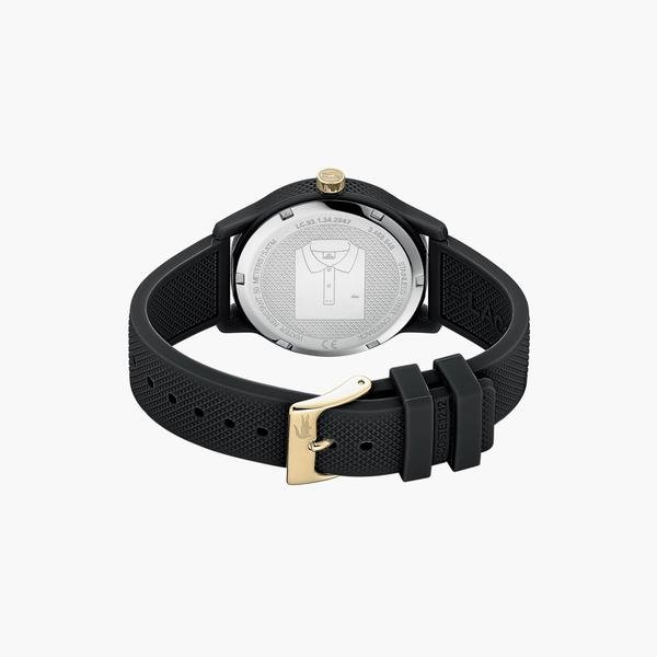 Lacoste.12.12 Ladies Watch with Black Silicone Petit Piqué Pattern Strap
