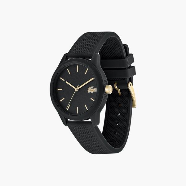 Lacoste.12.12 Ladies Watch with Black Silicone Petit Piqué Pattern Strap