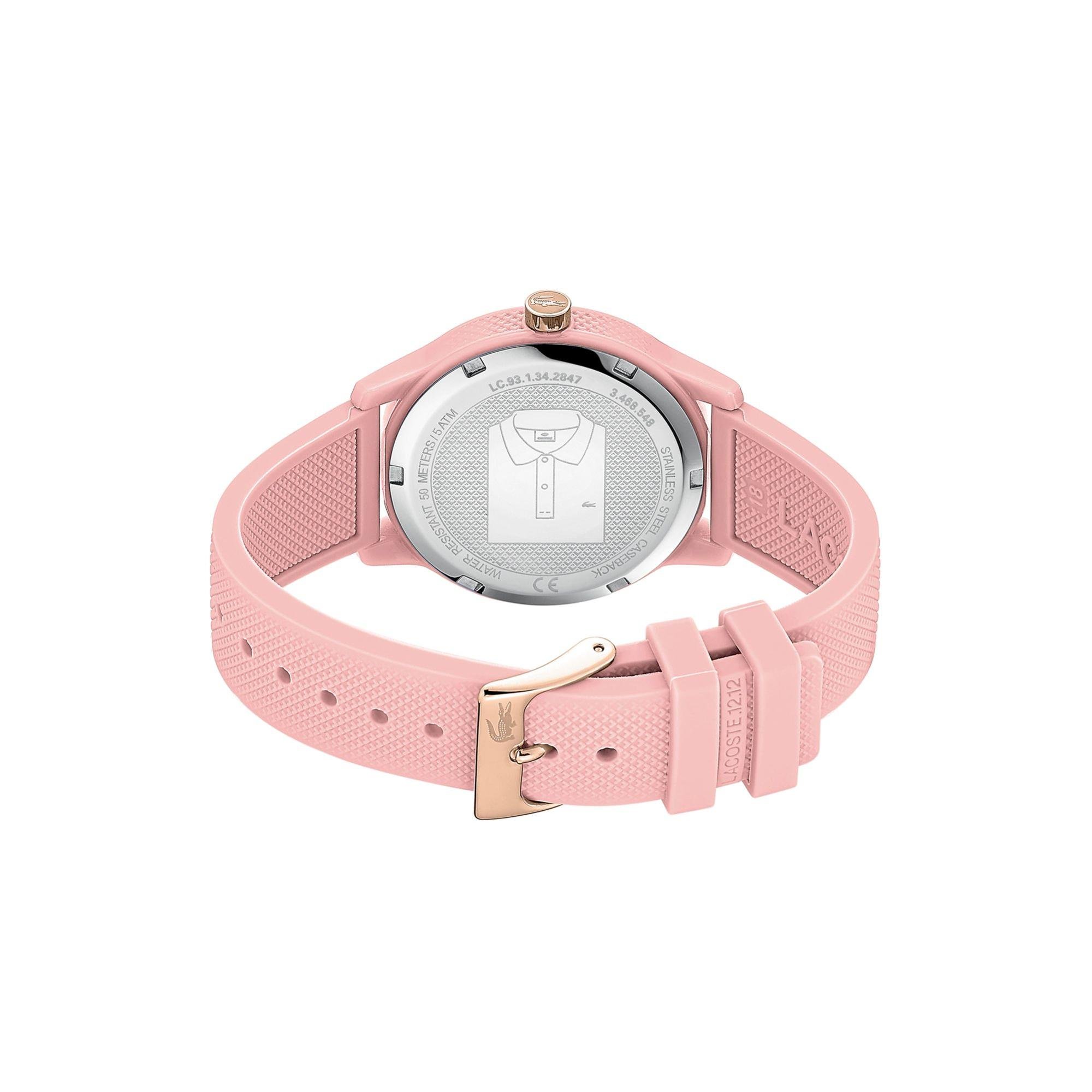 Lacoste.12.12 Ladies Watch with Pink Silicone Petit Piqué Pattern Strap