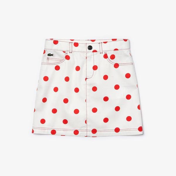 Lacoste Girls' Polka Dot Print Cotton Jean Skirt