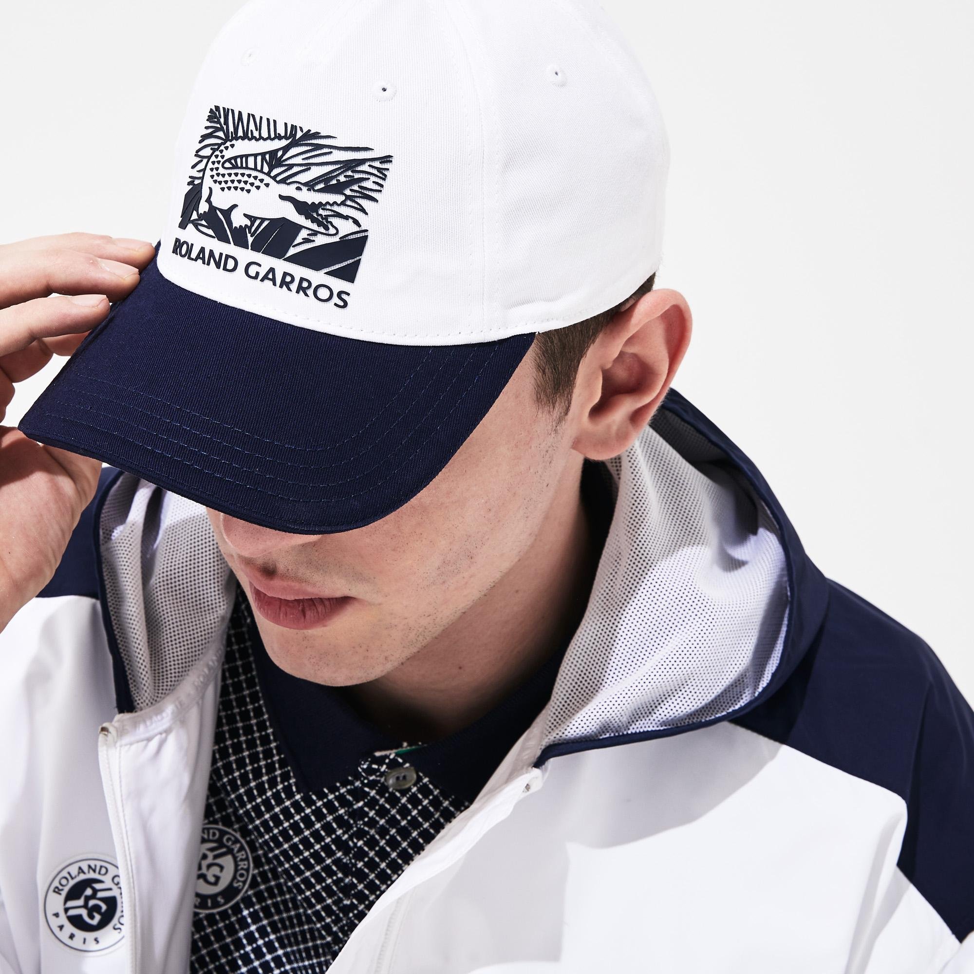 Lacoste Sport Roland Garros Unisex Timsah Baskılı Beyaz - Lacivert Şapka