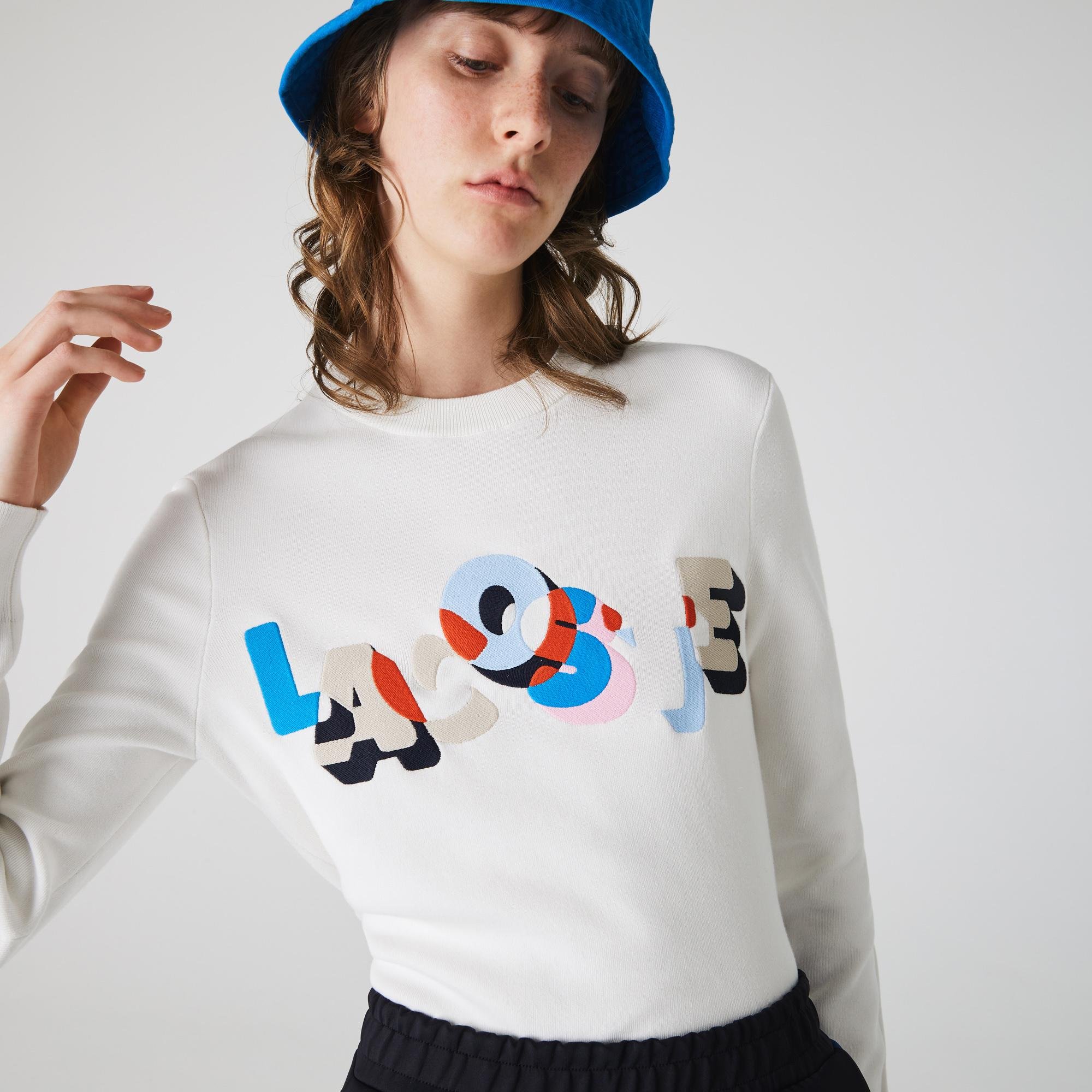 Lacoste Women's Crew Neck Embroidery Organic Cotton Sweater