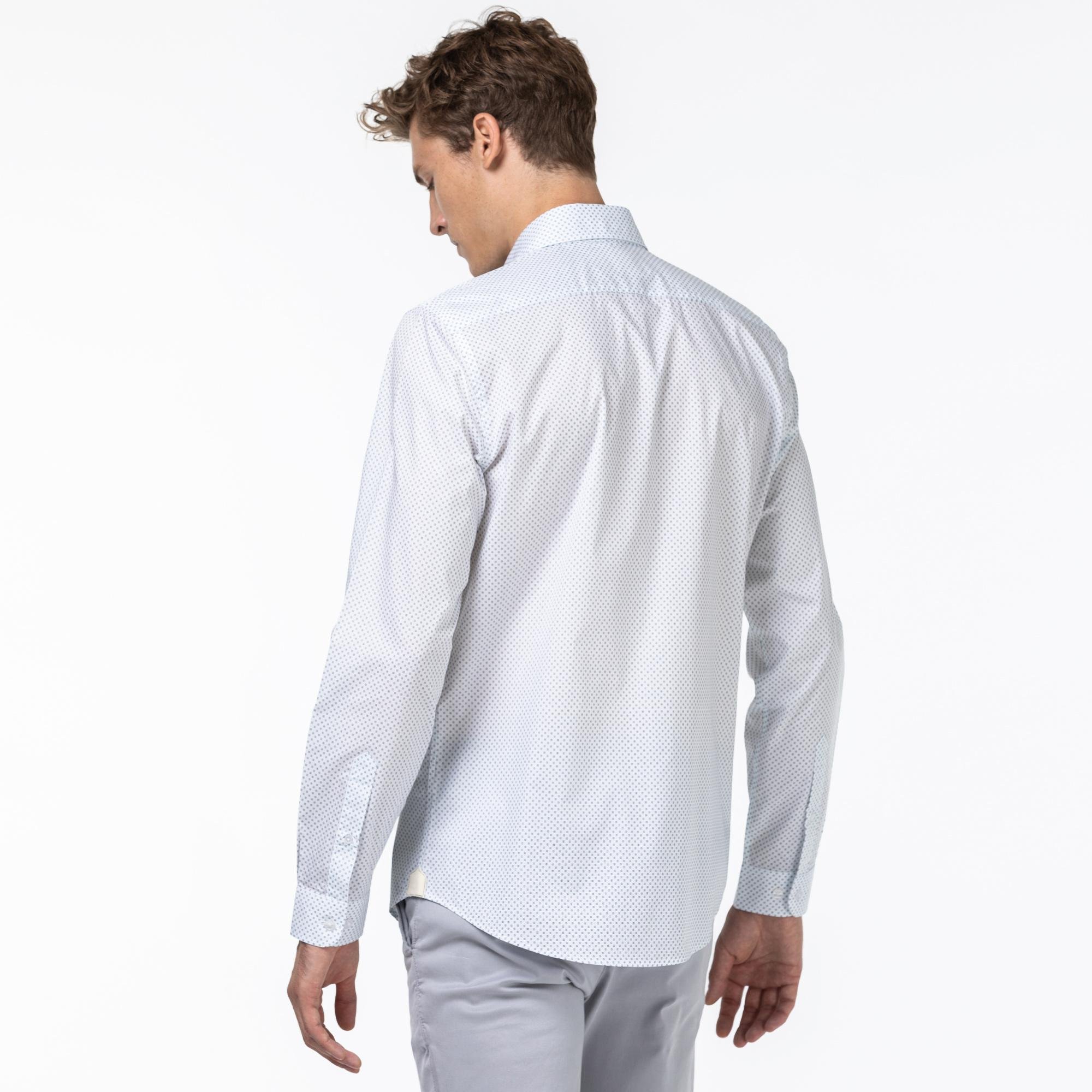 Lacoste Pánska bavlnená popelínová košeľa Slim Fit s mikrotlačou 