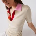 Lacoste Women's Polo Collar Two-Tone Cotton Sweater