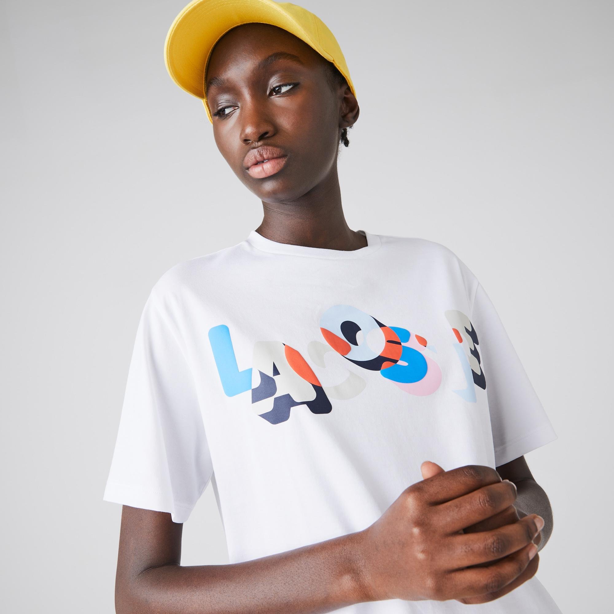 Lacoste Women's Crew Neck Print Soft Cotton T-shirt