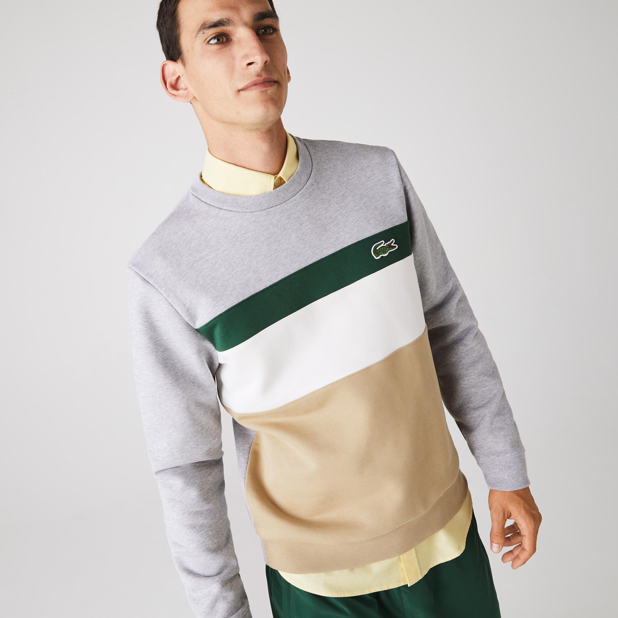 Lacoste Men's Colorblock Fleece Crew Neck Sweatshirt