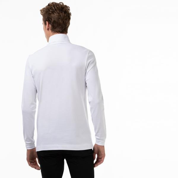 Lacoste Men's Turtleneck Stretch Organic Cotton Piqué T-shirt