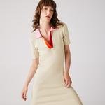 Lacoste Women's Polo Collar Two-Tone Cotton Knit Long Sweater Dress