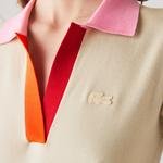 Lacoste Women's Polo Collar Two-Tone Cotton Knit Long Sweater Dress