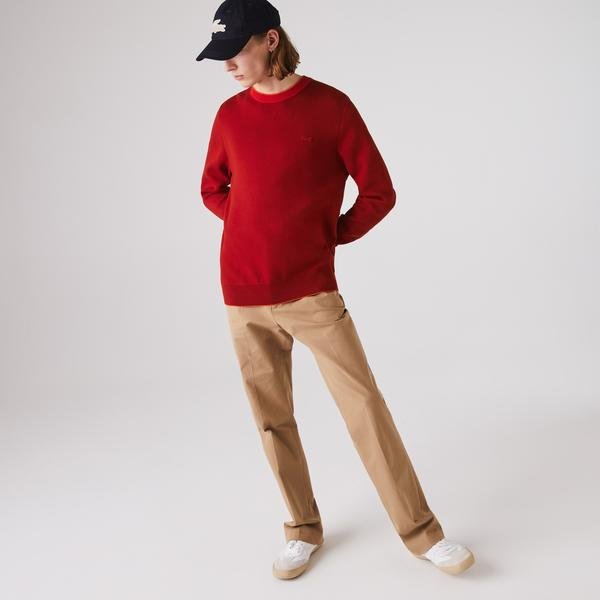Lacoste Męski Kontrastowy Sweter Z Bawełny Organicznej Z Lamówką 