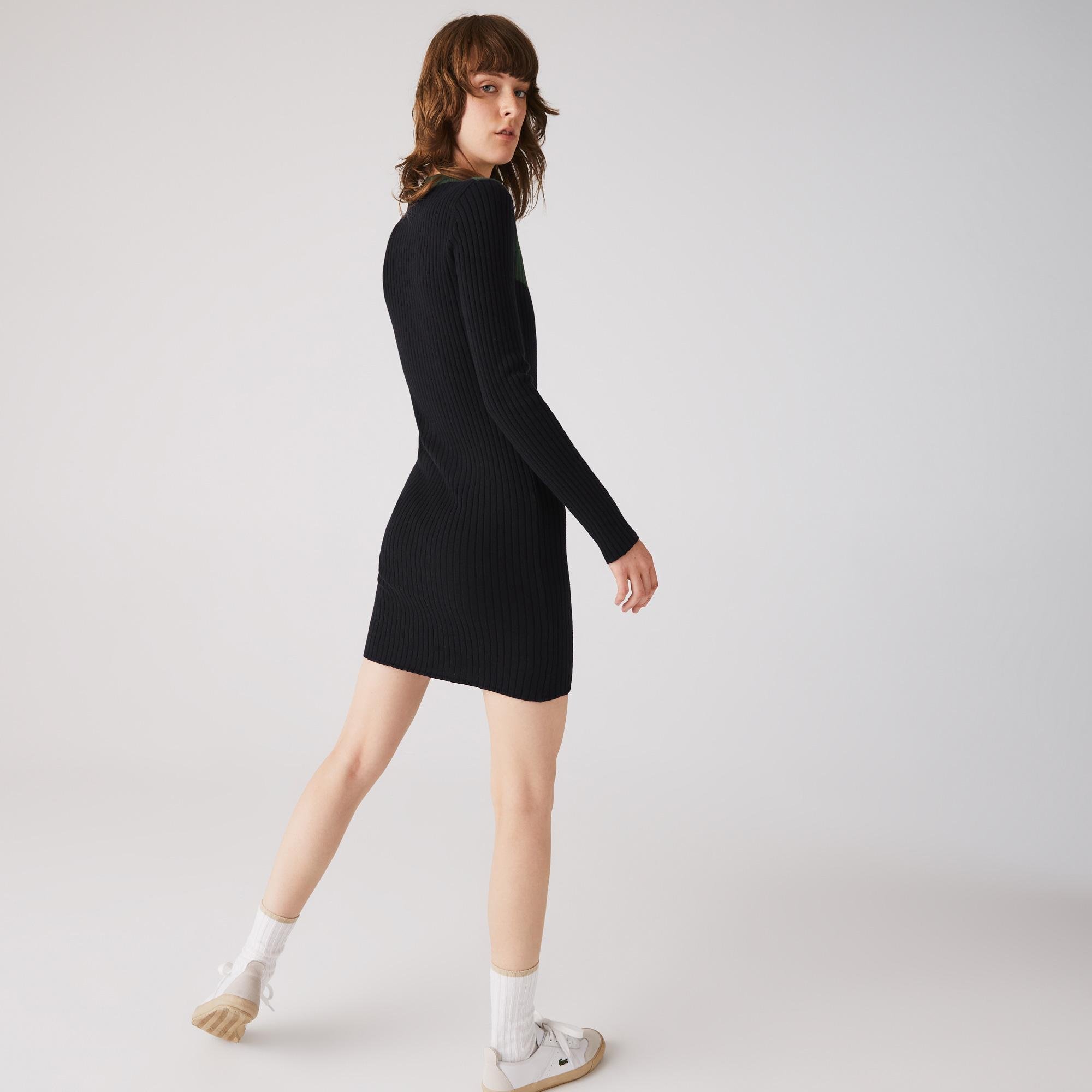 Lacoste Women's LIVE Two-Tone Ribbed Cotton And Cashmere Dress