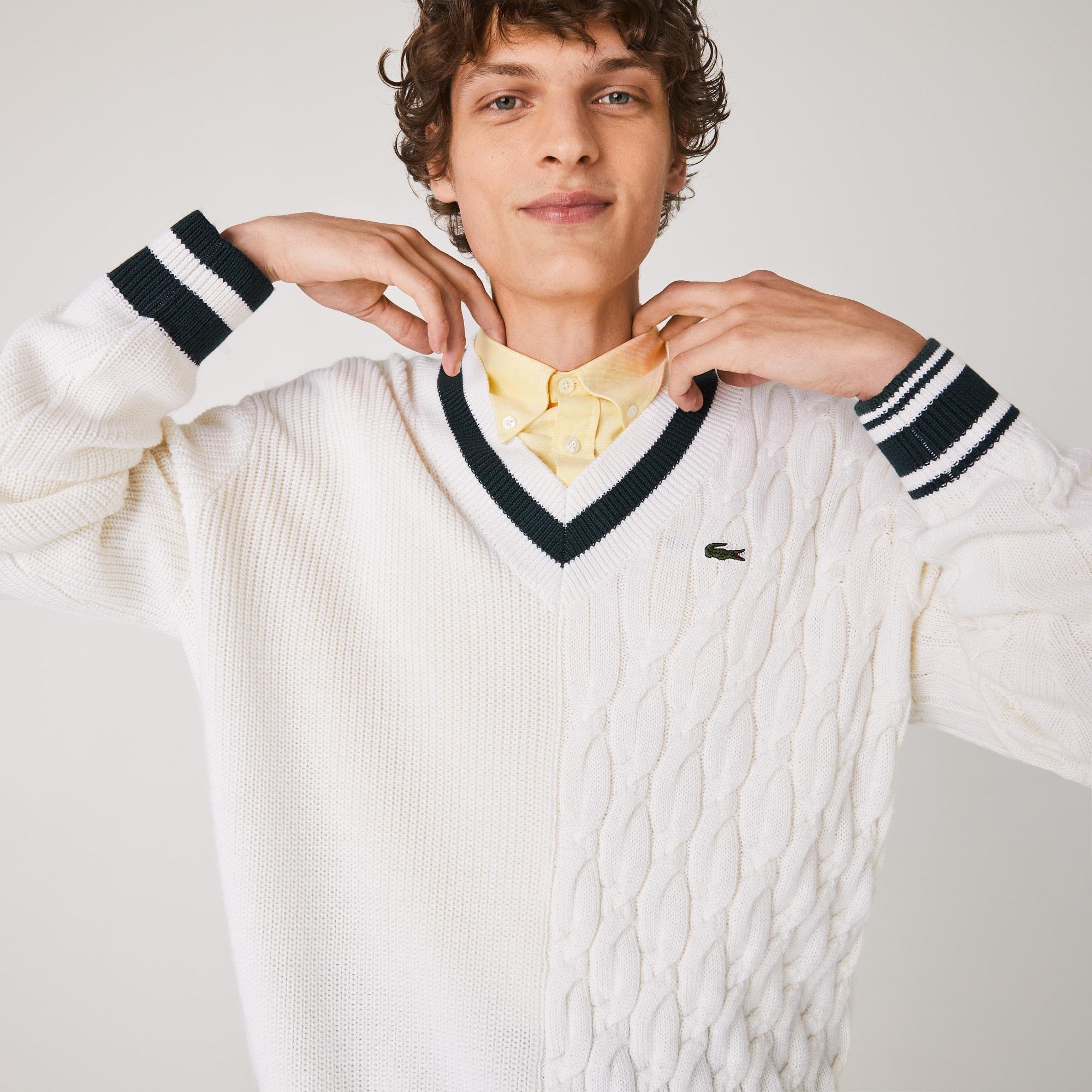 Lacoste Unisex LIVE Wool Blend V-neck Sweater