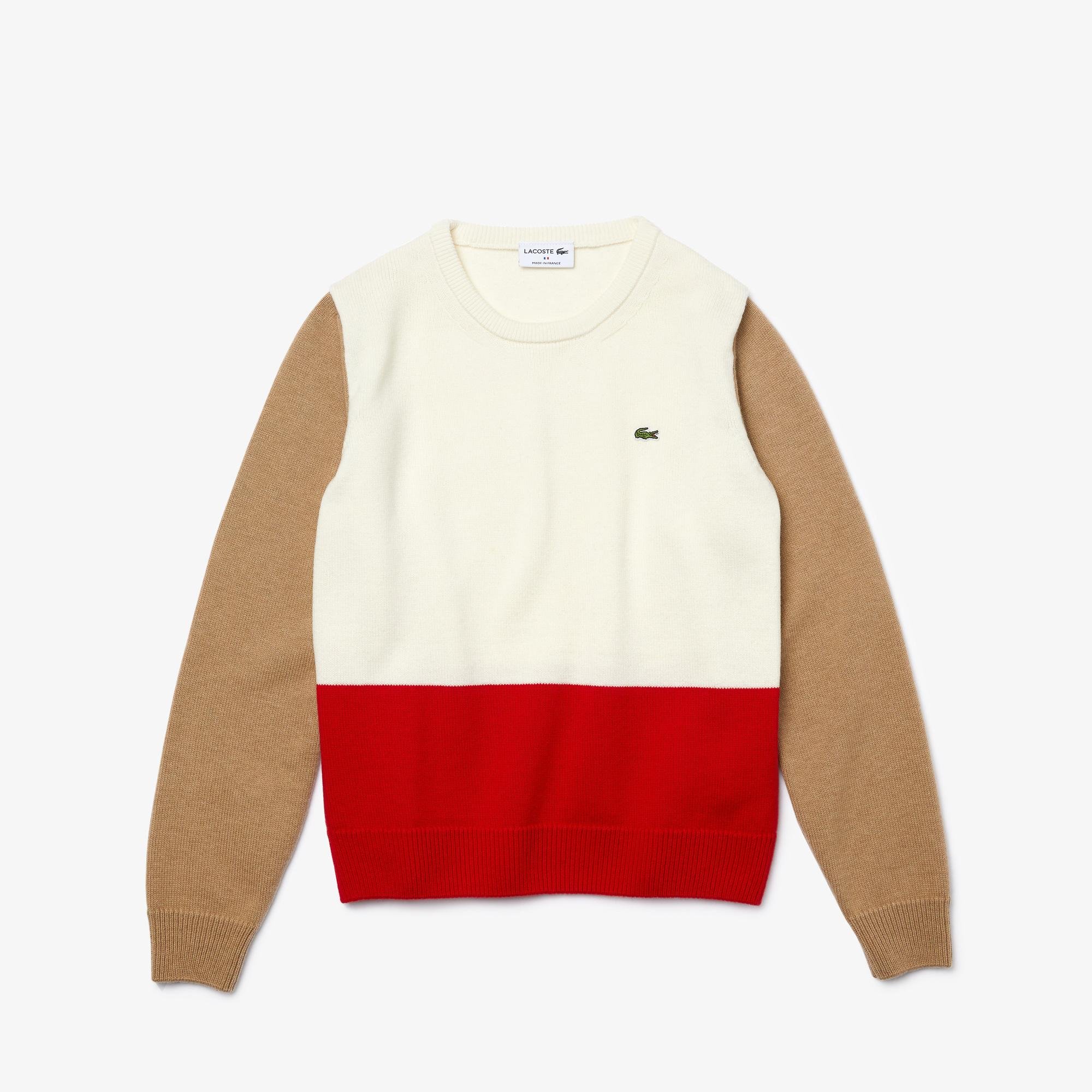 Lacoste Women's Made in France Crew Neck Colorblock Wool Sweater
